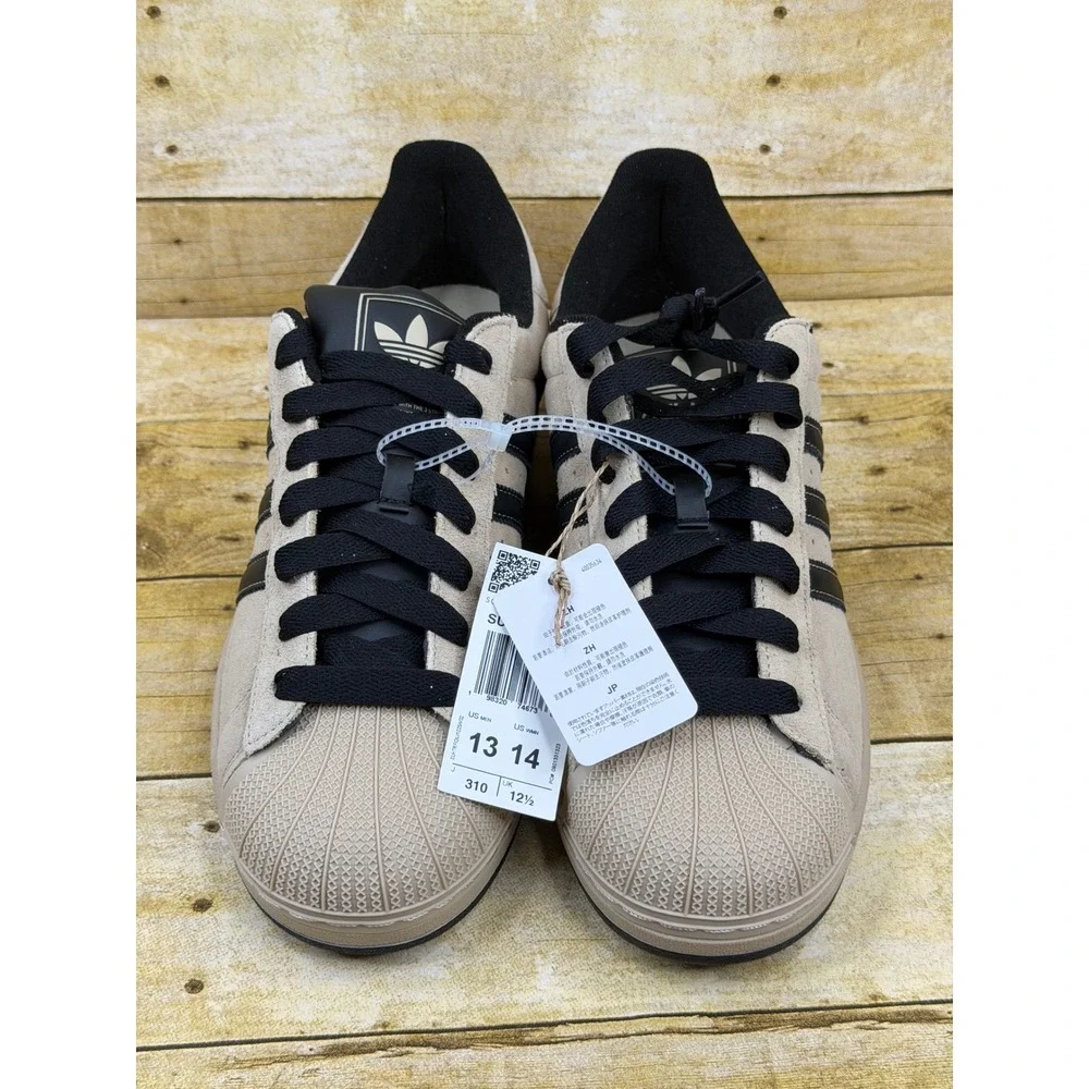 Adidas Superstar II Wonder Taupe Core Black Suede Shell Toe Mens 13 IH9320 NEW